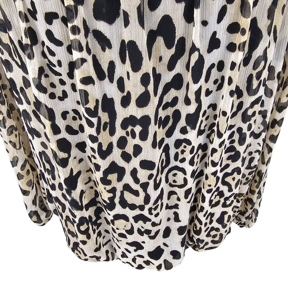 Joseph Ribkoff Leopard Print Bedazzled Jewel Long Sleeve Top Sz 12 - Picture 3 of 9
